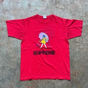 VTG 2009 Supreme Morton Salt Born Alone Die Alone Tee Red Mens M Paint Splat